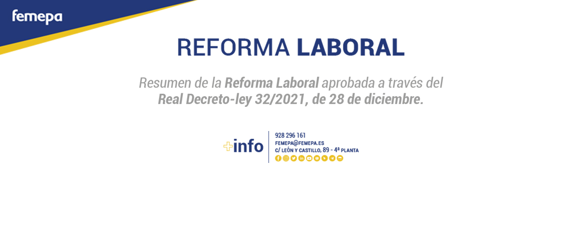 Infografía resumen de la Reforma Laboral del RD-Ley 32/2021 de 28 de diciembre