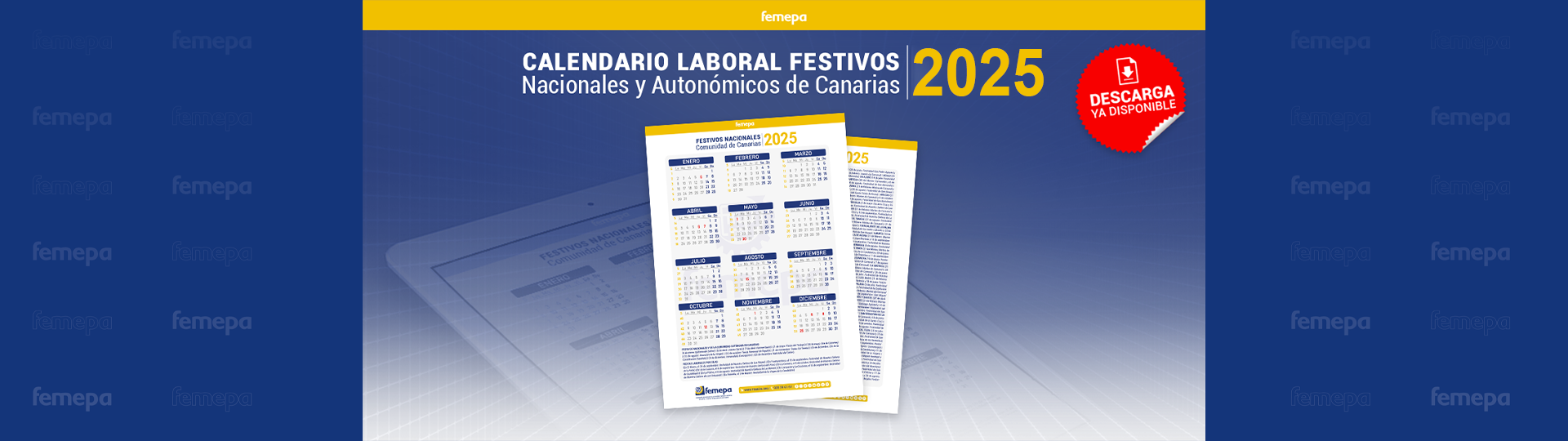 Disponible el Calendario Laboral 2025 – Femepa